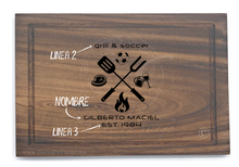 Cargar imagen en el visor de la galería, Tabla de Parota XL (Modelo Grill & Soccer)